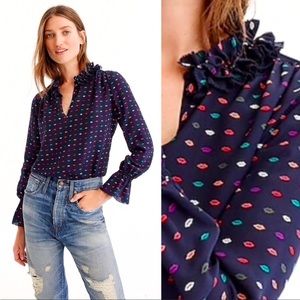 J Crew Silk split neck top size 8